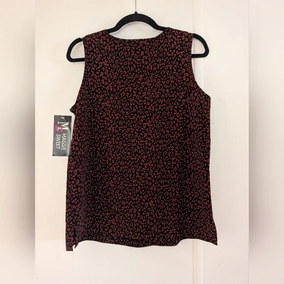 🎀$5 Maggie Sweet Vintage Women's Black and Rusty Brown Leopard Print Top - Picture 3 of 7